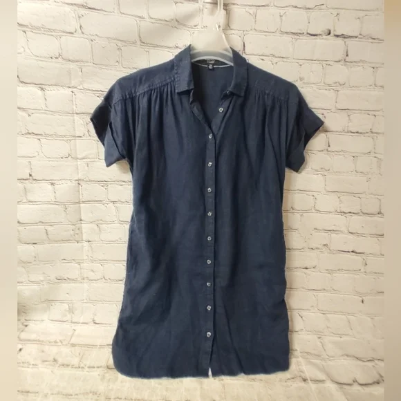 chinese dress ladies J. Crew Peach Linen Relaxed Fit Shirt Dress- Size XL (sold out online)